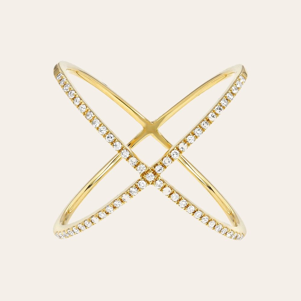 X Ring, Criss Cross Ring 18K Gold Plated X shaped Ring, Crossover Ring